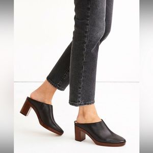 The Daisy Platform Mule in Black Leather—women’s size 5, like new